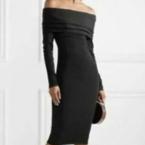 NWT Chelsea28 Off The Shoulder Long Sleeve Midi Dress Grey Dark Charcoal Heather - Picture 2 of 8
